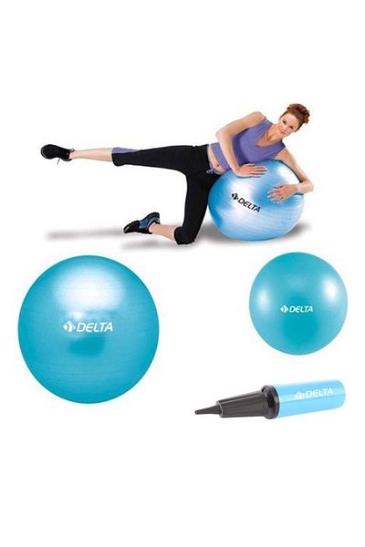 Delta 55 Cm Pilates Ball and 25 Cm Balance Ball Pump Set Suitable for 140 Cm and 159 Cm Height Range