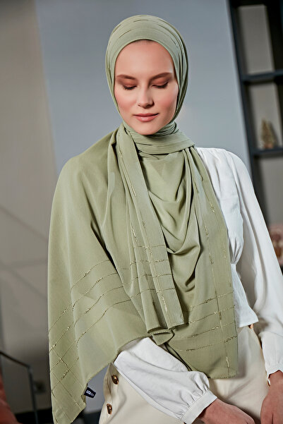 Scarf Φανταχτερό ριγέ σάλι Arya Chiffon - Mint Green -