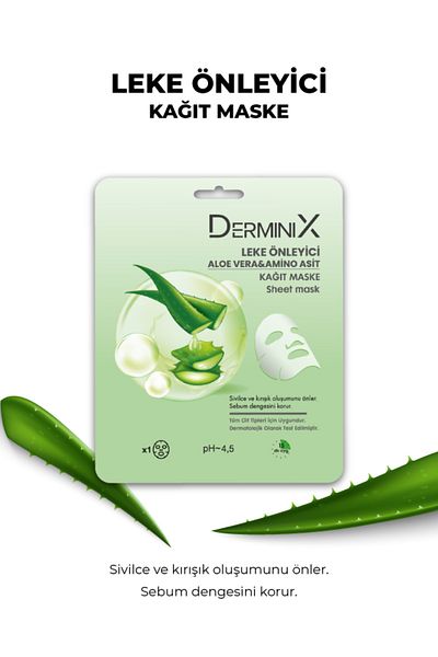 Derminix Anti-Blemish Face Sheet Mask Containing Aloe Vera and Amino Acid