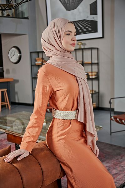 Scarf Fancy Striped Arya Chiffon Shawl - Cappucino -