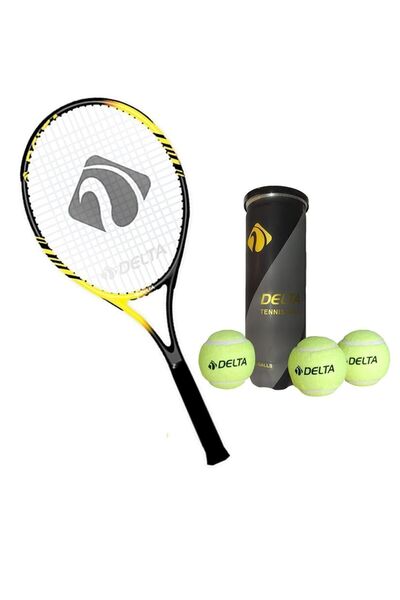 Delta Flame 27 İnç Tek Parça L3 Grip Kort Tenis Raketi + Çantası + 3 Adet Ten...