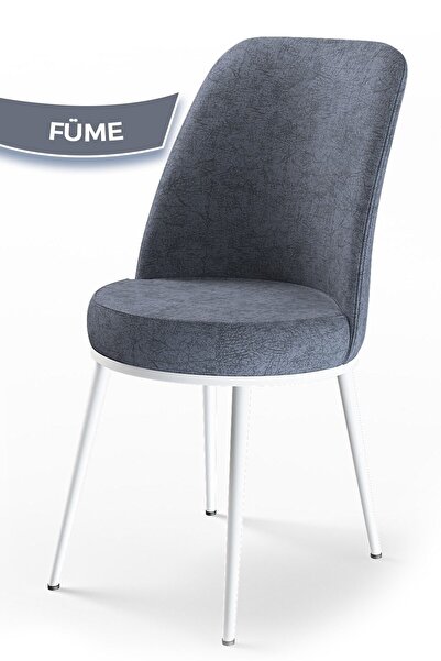 Canisa Nil Serisi 70x110 Sabit Mutfak Masası Takımı Beyaz Mermer Desen Masa 4 Füme Sandalye