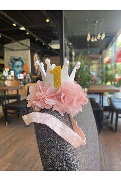 Selda Aksesuar Κοριτσάκι σολομός-χρυσό στέμμα γενεθλίων 1 έτους