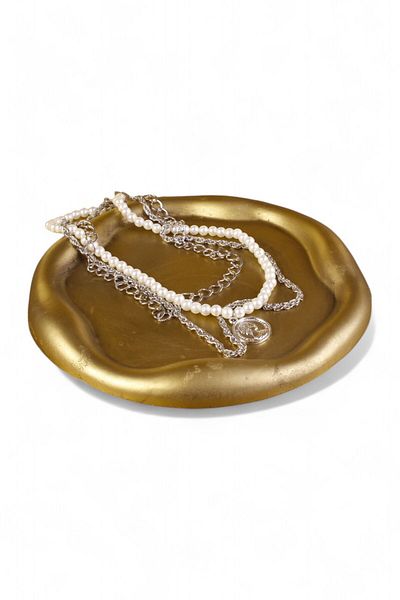 Evene Makeup and Cosmetic Organizer - Decorative Plate, Gold Antique Color Model 17