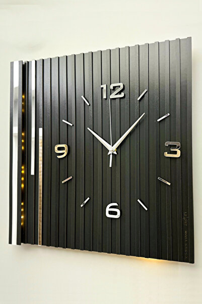 aSSe Tasarım Long Lines Işıklı (Pilli Led) Sessiz Mekanizma 48x48cm aSSe Tasa...