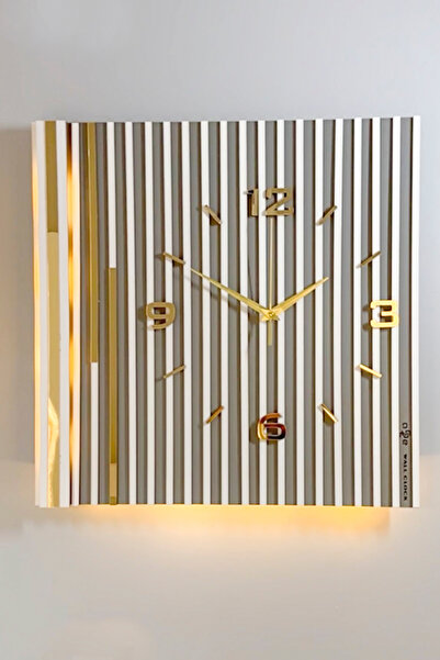 aSSe Tasarım Long Lines Işıklı (Pilli Led) Sessiz Mekanizma 48x48cm aSSe Tasa...
