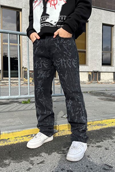 DİFRANSEL Mixed Pattern Baskılı Baggy Jean