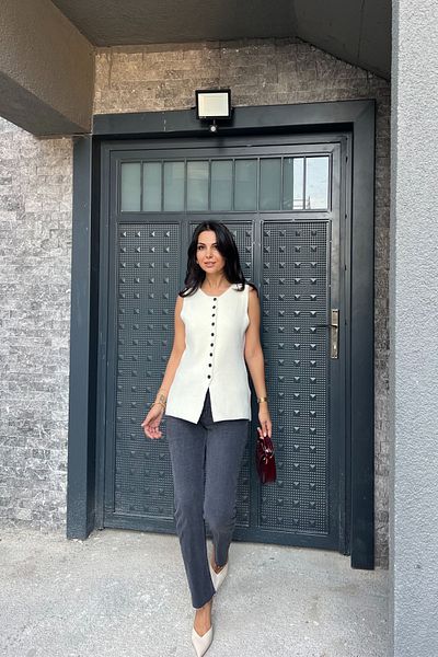 Seda Yalçın Atelier Smoke Color - Cut Leg Length Fit Jeans