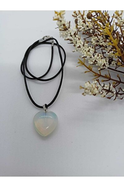 BalıkHediyelik Opal Aytaşı Kolye/ Kalp Şeklinde Doğaltaş Kolye