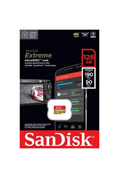 SanDisk Extreme 128gb 190/90mb/s Microsdxc Uhs-1 A2 4k Hafıza Kartı Sdsqxaa-128g-gn6mn