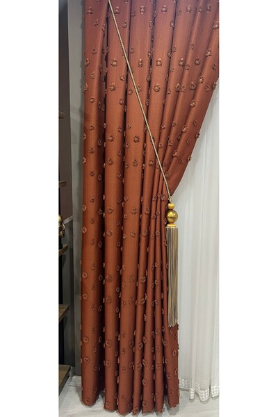 Brillant Pufy Carla J813315.803 Brick Color Fund Curtain 1/3 Frequent Pleat S...
