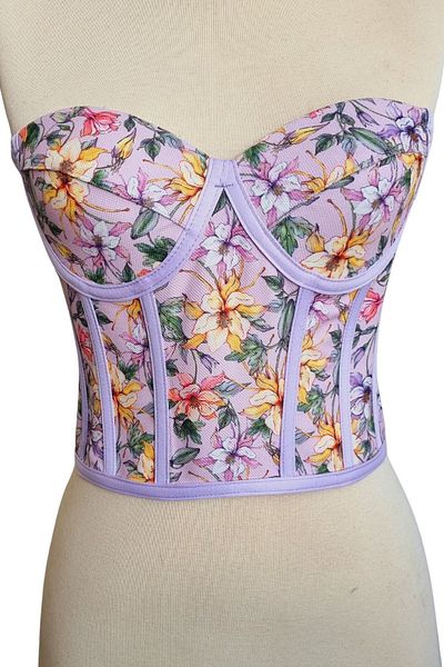 FİYPER Corset cu dantelă cu model de flori liliac Bustieră Mărime gata