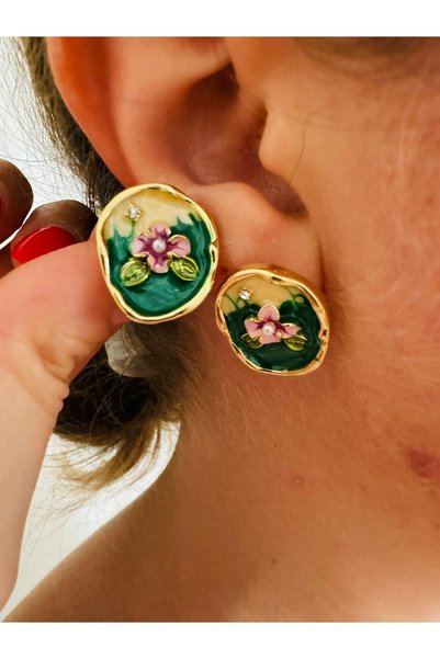 Gümüş sandık 3D Painting Earrings - Suitable for Daily Wear, Stylish and Colorful