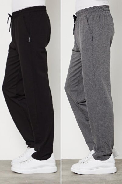 COMEOR Black-anthracite 2-Piece Men's Straight Leg Comfortable Cut Sweatpants...