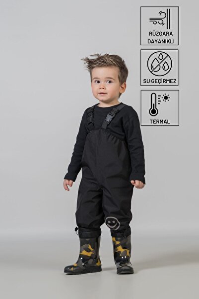 Belkızın Atölyesi Black Thermal Fiber Thick Jumpsuit with Straps