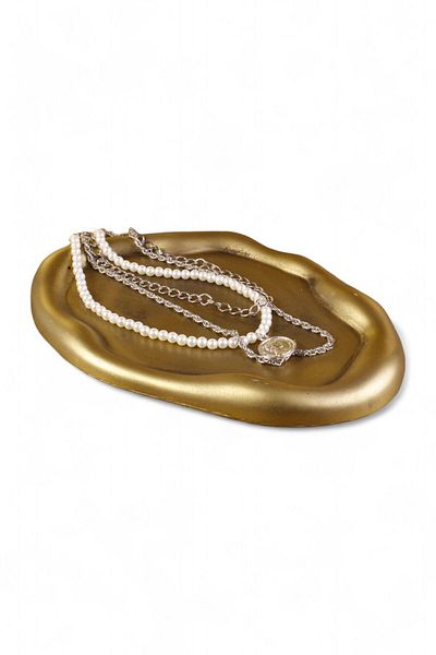 Evene 18 Model Decorative Jewelry Organizer - Makeup, Cosmetics and Organizer Gold Antique Color