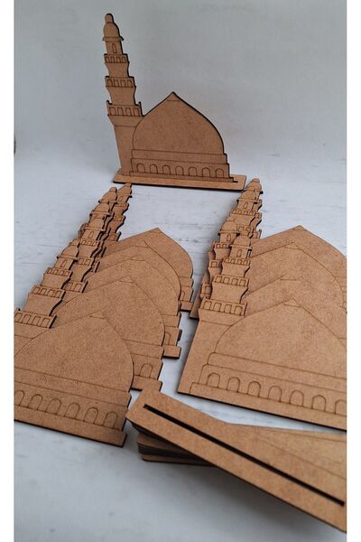 Ebrulisler 10 Pieces of Mosque Nebevi Wooden Painting Religious Activity School Course Event Mevlid Kandili Set