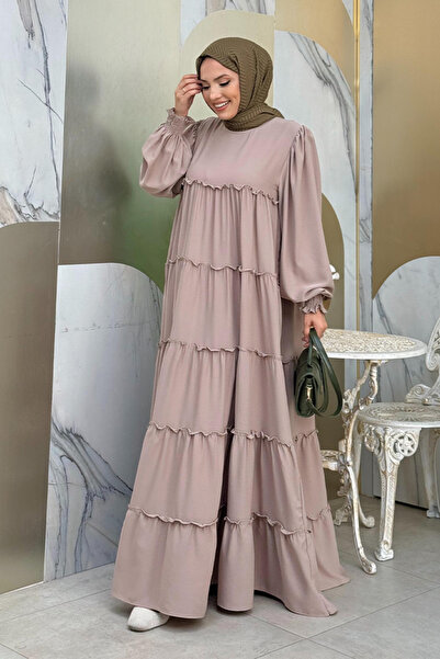 Bym Fashion Φαρδύ φόρεμα με στρώσεις σε πέτρα - Μοντέλα 6023