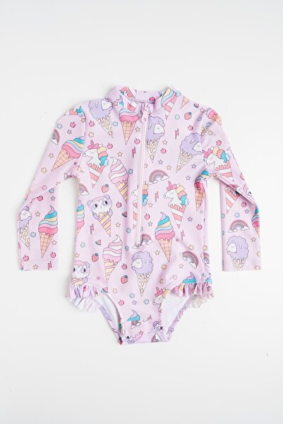 Atelier the birds Güneş Korumalı Kız Çocuk  Mayo İce Cream