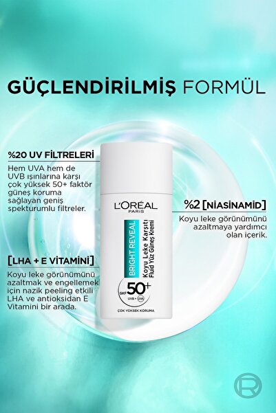 L'Oreal Paris Bright Reveal Koyu Leke Karşıtı Cilt Bakım Seti & SPF 50+ Koyu Leke Karşıtı Yüz Güneş Kremi