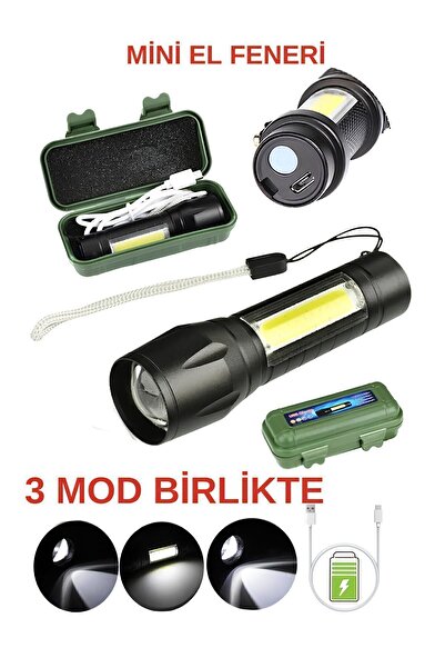 First Led Usb Şarjlı Ultra Güçlü Mini Küçük Boy El Feneri [enerji Sınıfı A ] Kamp, Anahtarlık