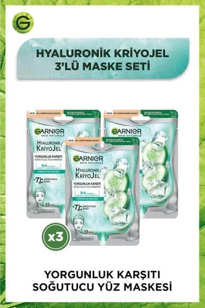 Garnier Hyaluronik Kriyojel Yorgunluk Karşıtı Soğutucu Yüz Maskesi 3'lü Set