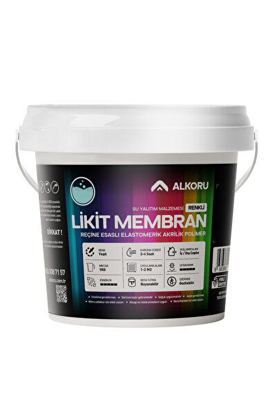ALKORU 1 KG Yeşil Likit Membran Renkli Reçine Esaslı Sıvı Su Yalıtım Malzemesi