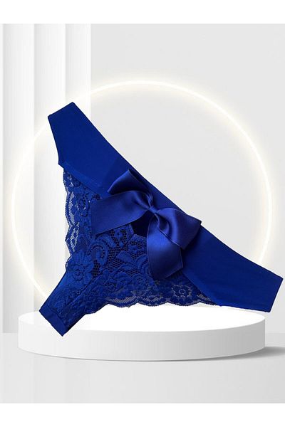 İntive Lingerie Feel Lady Low-Cut Lace Cute Thong with Satin Ribbon on the Back - 1041-09-11