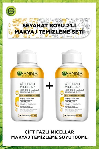 Garnier Çift Fazlı Micellar Makyaj Temizleme Suyu 100ml Seyahat 2'li Boy Set