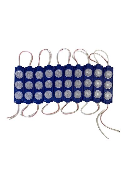 Carub 12v Camlı 3 Çipli Soft Parmak Led Lamba 10'lu Mavi