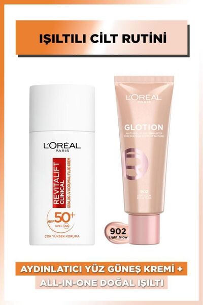 L'Oreal Paris Aydınlatıcı Yüz Güneş Kremi 50 ml + All-in-One Doğal Işıltı 40 ml