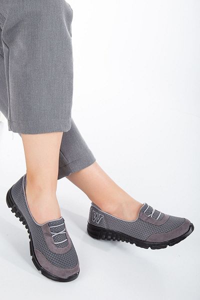 MİSSWEMODASHOES Women's Orthopedic Gray Elastic Walking Shoes