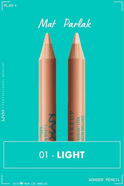 NYX Professional Makeup Double Sided Brightening and Concealing Pen - Light Wonder Pencil