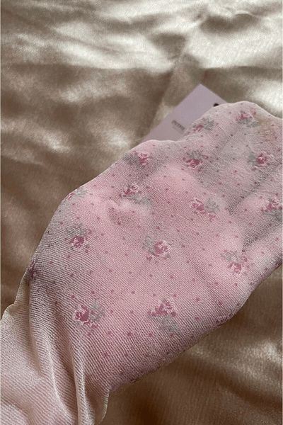 İntive Lingerie Чорапогащи с розов флорален мотив, 20 Den, 51, телесна кожа