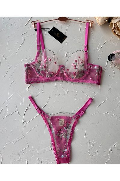 İntive Lingerie Σετ σουτιέν με διαφανές λουλουδάτο σχέδιο Victoria Barbie