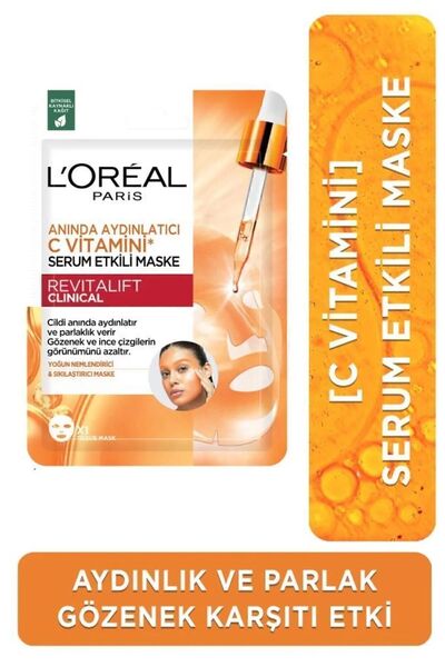 L'Oreal Paris 3'lü Revitalift Clinical Anında Aydınlatıcı C Vitamini Serum Etkili Maske