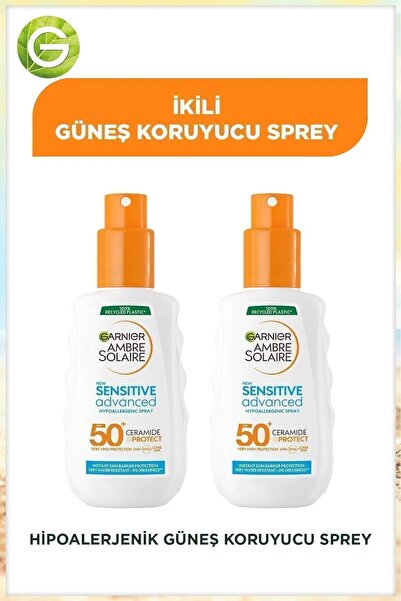 Garnier Ambre Solaire Sensitive Advanced Güneş Koruyucu Sprey Gkf50 150ml 2'li Güneş Kremi Seti