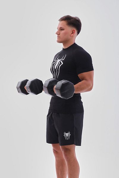 YHM Μαύρο Αθλητικό T-Shirt Compression Örümcek