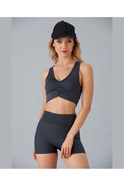 İntive Lingerie Aurafit Жіночий кроп-топ з збірками спереду і хрестоподібним покриттям ззаду/бюстгальтер