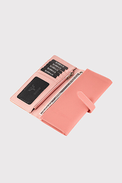 Garbalia Powder Colored Astana Patterned Women's Wallet - with Belt, Zipper and Wrist Strap