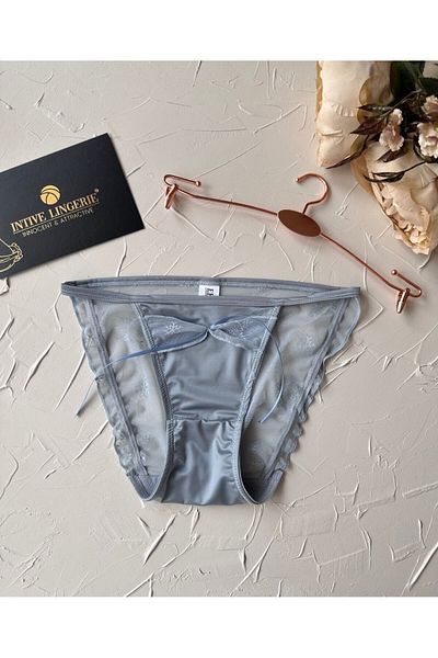 İntive Lingerie Lucia Japanese Style - Cheeky Slip εσώρουχο με τούλι σατέν πλάτη και λεπτομέρεια κορδέλας - 2858