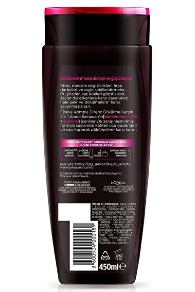 ELSEVE L'oréal Paris Komple Direnç Dökülme Karşıtı 2'si 1 Arada Şampuan 450 ml