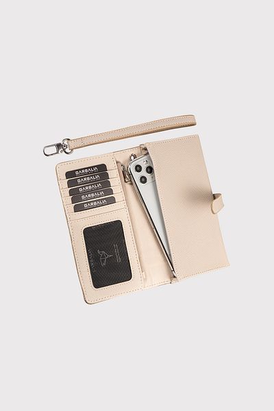 Garbalia Beige Women's Wallet - Astana Belt, Ziplock, Wrist Strap, Phone Compartment, Pique Pattern