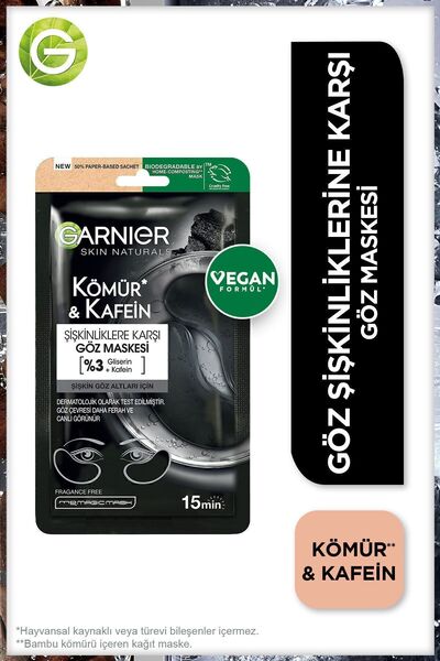 Garnier Göz Maskesi - Göz Şişkinliklerine Karşı Kömür Göz Maskesi Vegan (Gliserin + Kafein)
