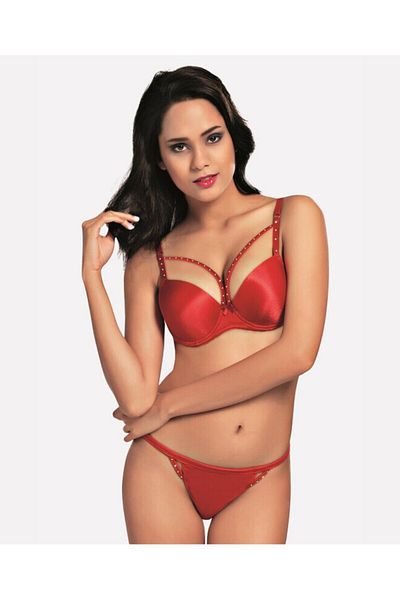 İntive Lingerie Nbb Stone Paste Low-Cut Stripe Detailed Push-Up Bra Suit -4011