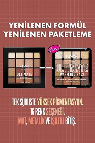 NYX Professional Makeup Göz Farı Paleti - Ultimate Shadow Pallette Warm Neutrals