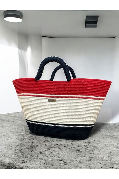 ATELIER Straw Beach Bag - Hand and Arm Design, Daily Use