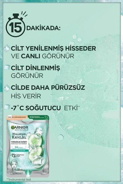 Garnier Hyaluronik Kriyojel Yorgunluk Karşıtı Soğutucu Yüz Maskesi 3'lü Set