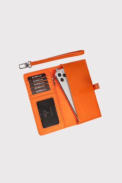 Garbalia Orange Croco Patterned Astana Belted Zippered Women's Wallet