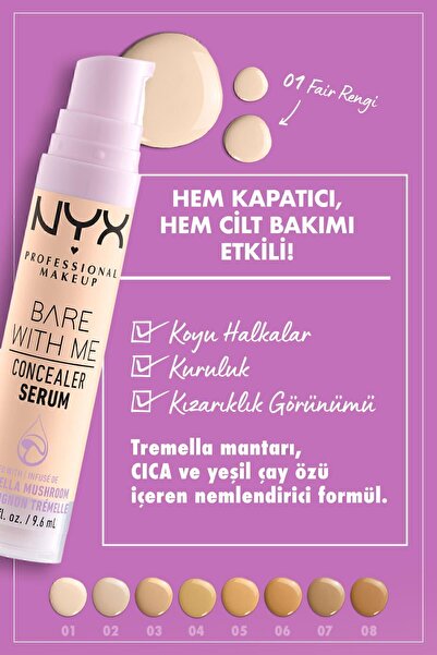 NYX Professional Makeup Bare With Me Kapatıcı Serum 01 Fair Concealer